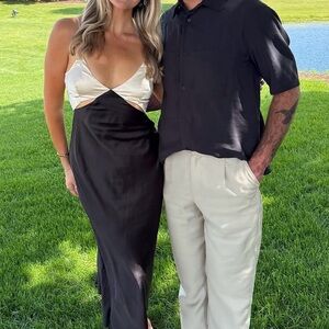 Elegant Black and Cream Wedding Dress